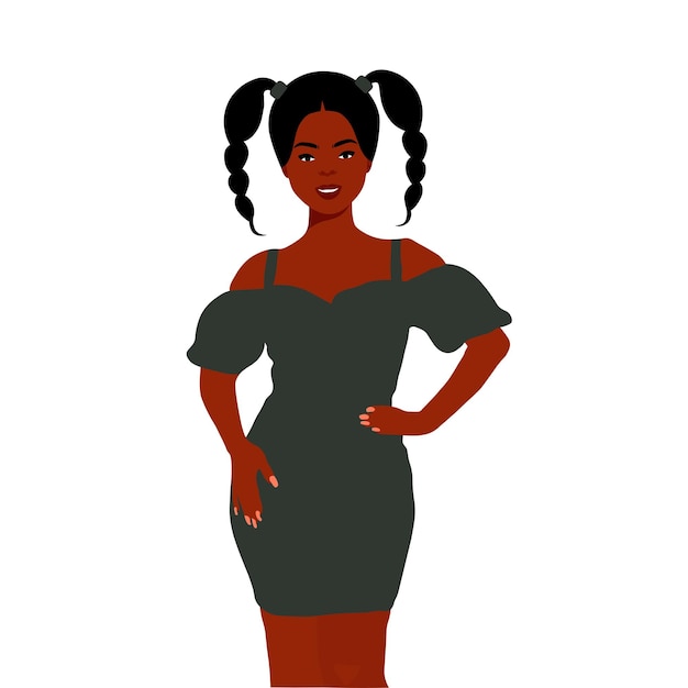 Mujer negra de moda moderna en un elegante vector de estilo artístico