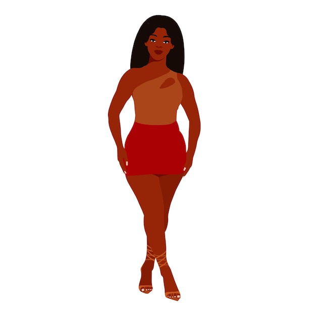 Vector mujer negra de moda moderna en vector de estilo de arte elegante