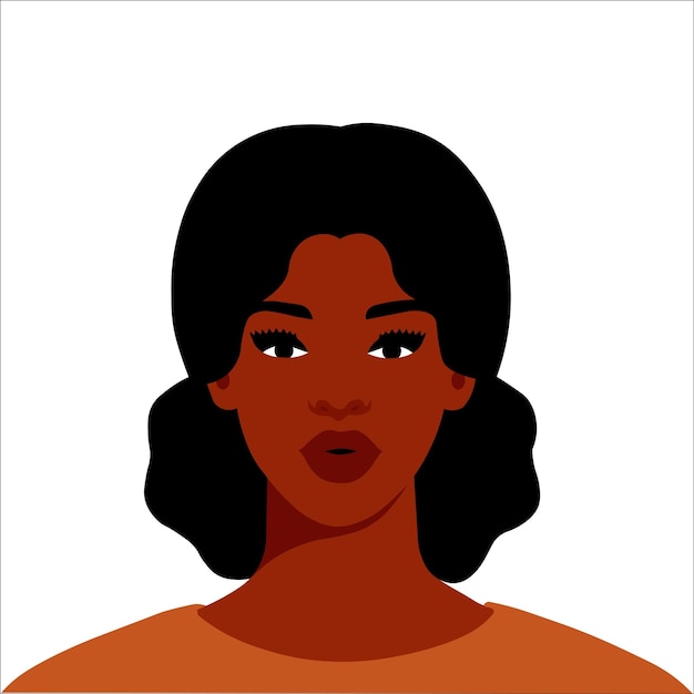 Mujer negra moderna en elegante retrato vectorial