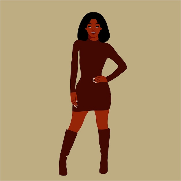 Mujer negra moderna en un elegante vector de estilo artístico