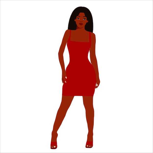 Mujer negra moderna en un elegante vector de estilo artístico