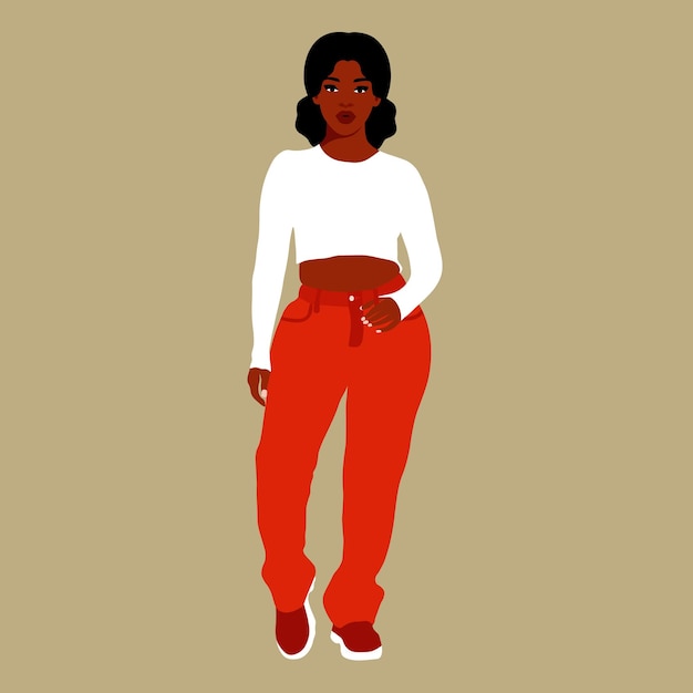 Mujer negra moderna en un elegante vector de estilo artístico