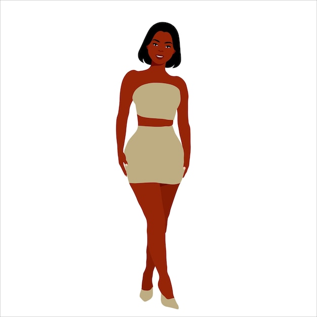 Mujer negra moderna en un elegante vector de estilo artístico