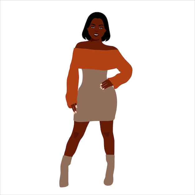 Mujer negra moderna en un elegante vector de estilo artístico