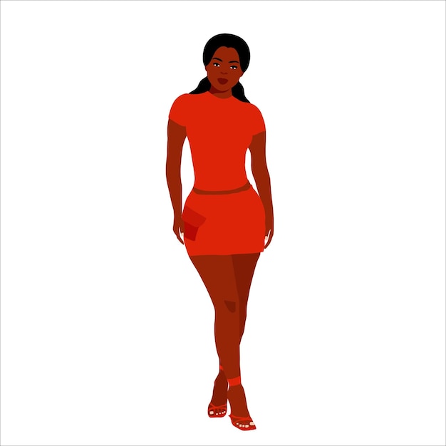 Mujer negra moderna en un elegante vector de estilo artístico