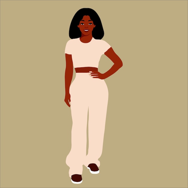 Mujer negra moderna en un elegante vector de estilo artístico