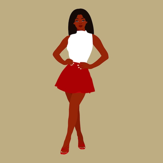 Mujer negra moderna en un elegante vector de estilo artístico