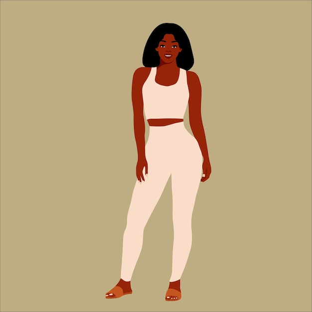 Mujer negra moderna en un elegante vector de estilo artístico