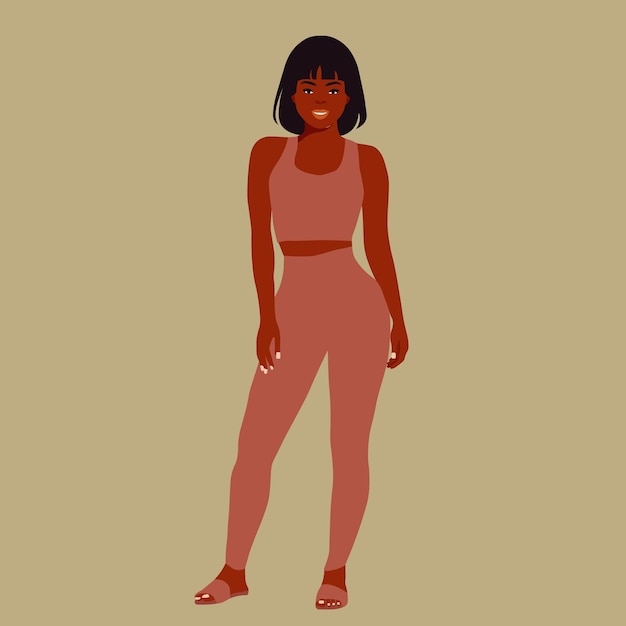 Mujer negra moderna en un elegante vector de estilo artístico