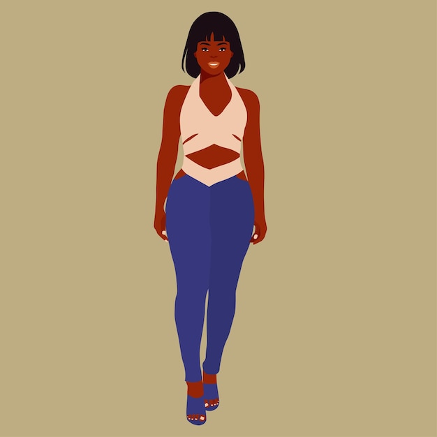 Mujer negra moderna en un elegante vector de estilo artístico