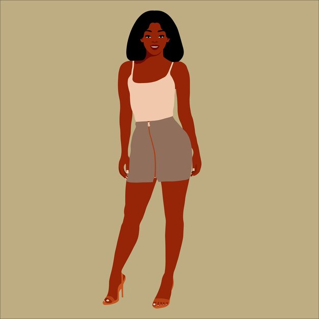 Mujer negra moderna en un elegante vector de estilo artístico