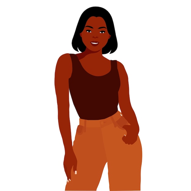 Mujer negra moderna en un elegante vector de estilo artístico