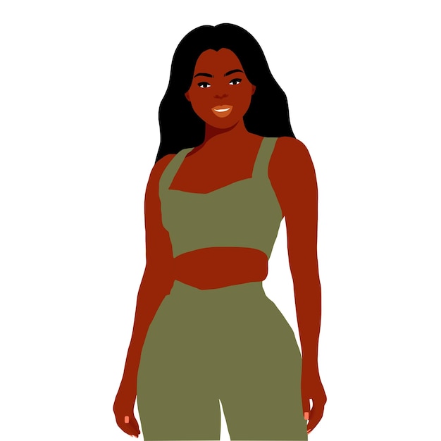 Mujer negra moderna en un elegante vector de estilo artístico