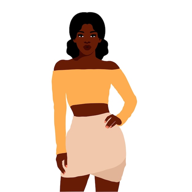 Mujer negra moderna en un elegante vector de estilo artístico