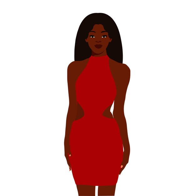 Mujer negra moderna en un elegante vector de estilo artístico