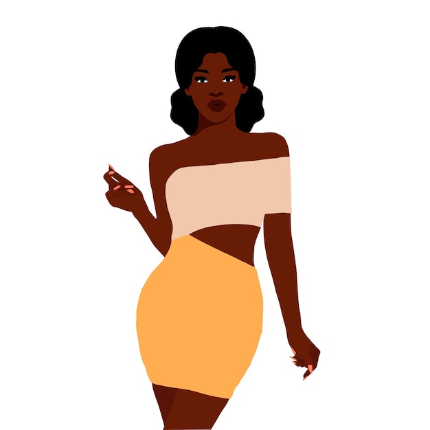 Mujer negra moderna en un elegante vector de estilo artístico