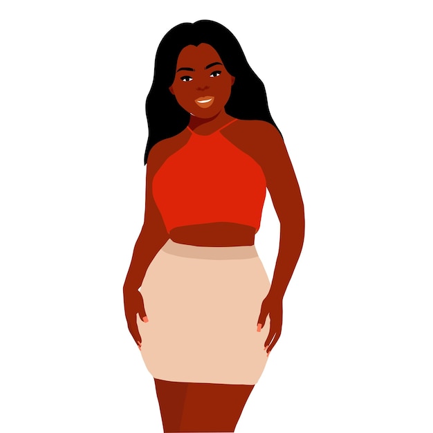 Mujer negra moderna en un elegante vector de estilo artístico