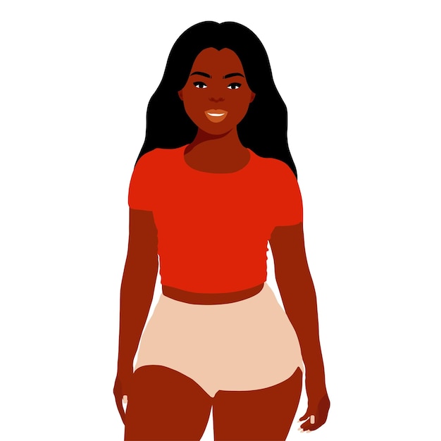 Mujer negra moderna en un elegante vector de estilo artístico