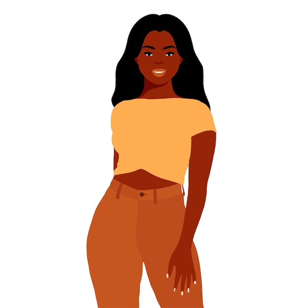 Mujer negra moderna en un elegante vector de estilo artístico