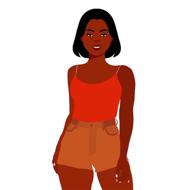 Mujer negra moderna en un elegante vector de estilo artístico