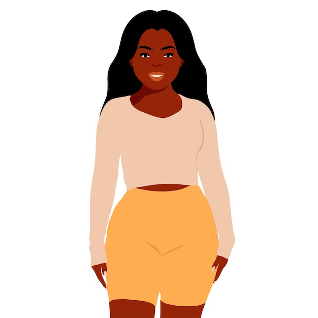 Mujer negra moderna en un elegante vector de estilo artístico