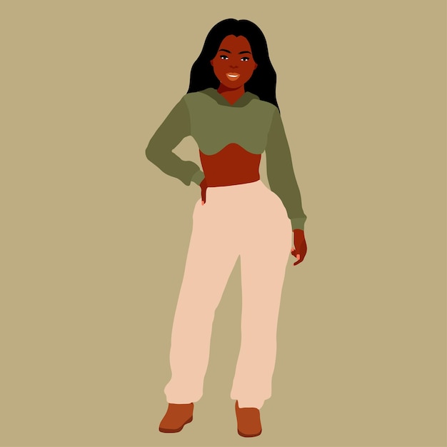 Mujer negra moderna en un elegante vector de estilo artístico