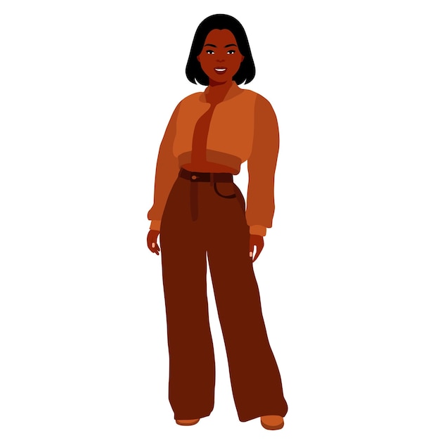 Mujer negra moderna en un elegante vector de estilo artístico