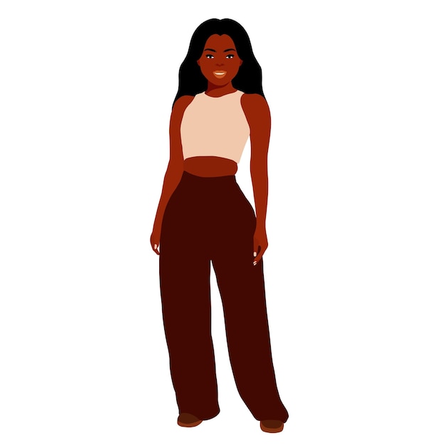Mujer negra moderna en un elegante vector de estilo artístico