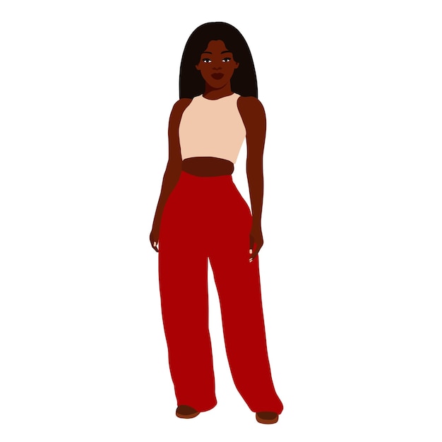 Mujer negra moderna en un elegante vector de estilo artístico