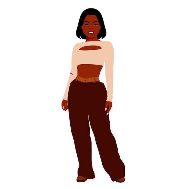 Mujer negra moderna en un elegante vector de estilo artístico