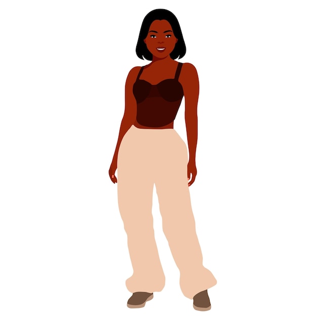 Mujer negra moderna en un elegante vector de estilo artístico