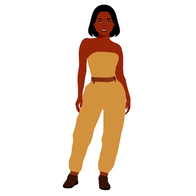 Mujer negra moderna en un elegante vector de estilo artístico