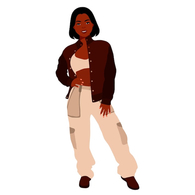 Mujer negra moderna en un elegante vector de estilo artístico