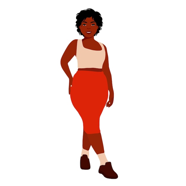 Mujer negra moderna en un elegante vector de estilo artístico