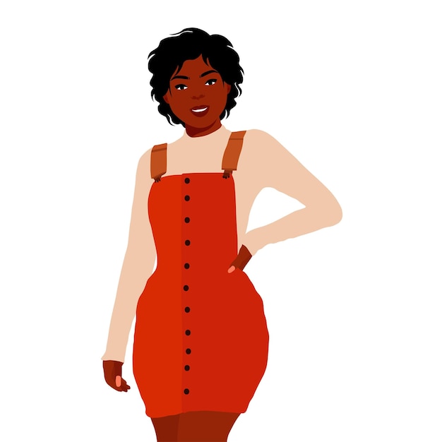 Mujer negra moderna en un elegante vector de estilo artístico