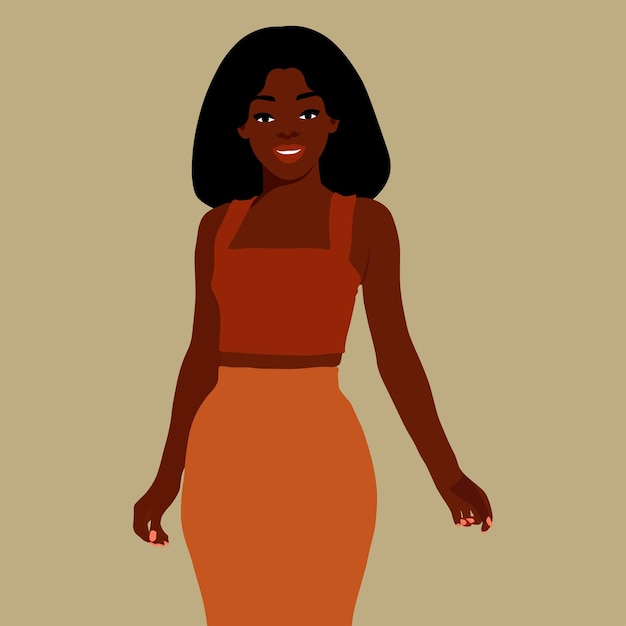 Mujer negra moderna en un elegante vector de estilo artístico