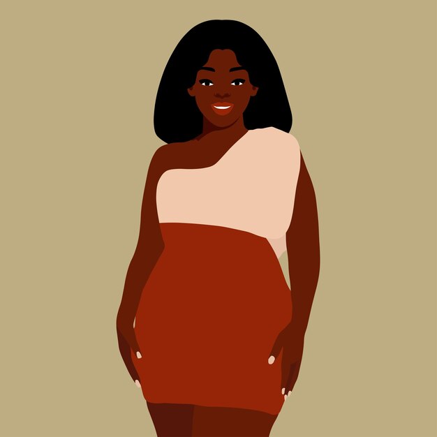 Mujer negra moderna en un elegante vector de estilo artístico