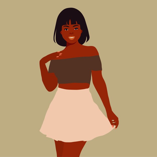 Mujer negra moderna en un elegante vector de estilo artístico
