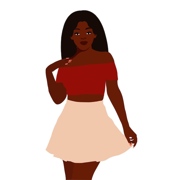 Mujer negra moderna en un elegante vector de estilo artístico