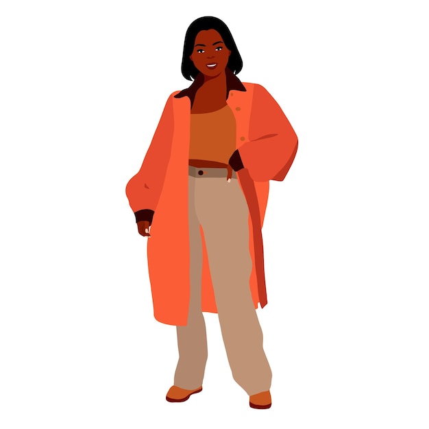 Mujer negra moderna en un elegante vector de estilo artístico