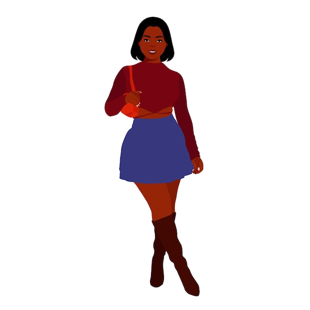 Mujer negra moderna en un elegante vector de estilo artístico