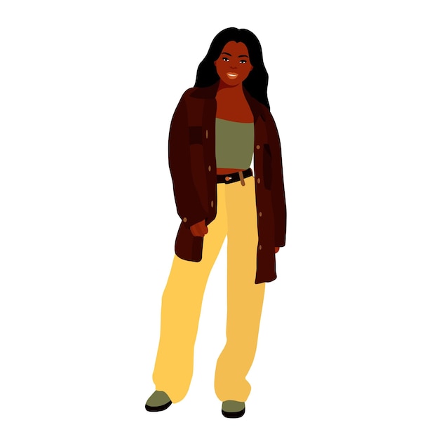 Mujer negra moderna en un elegante vector de estilo artístico