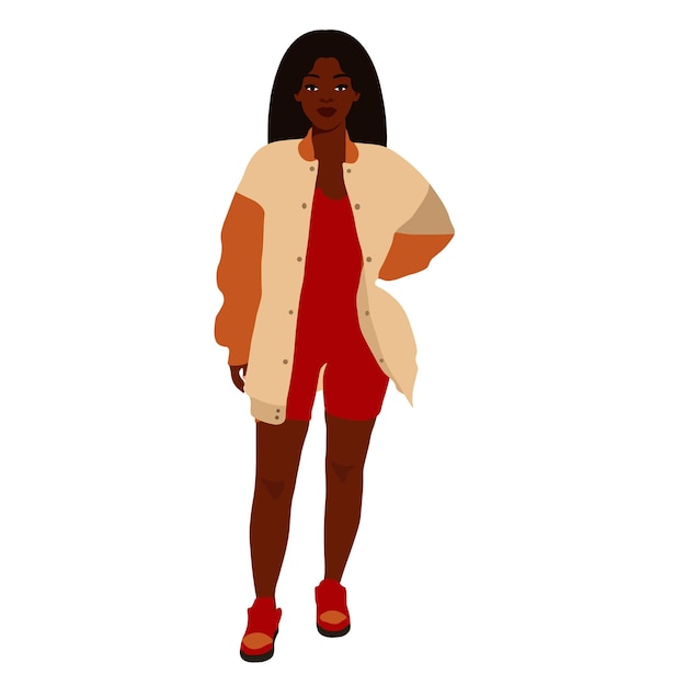 Mujer negra moderna en un elegante vector de estilo artístico
