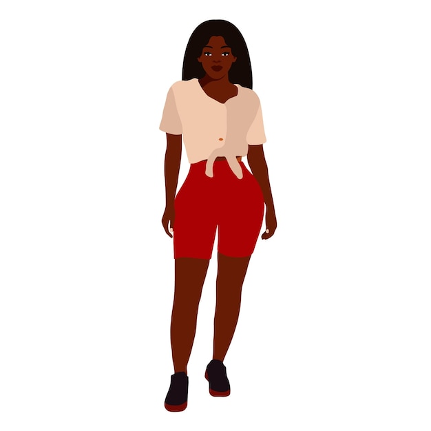 Mujer negra moderna en un elegante vector de estilo artístico