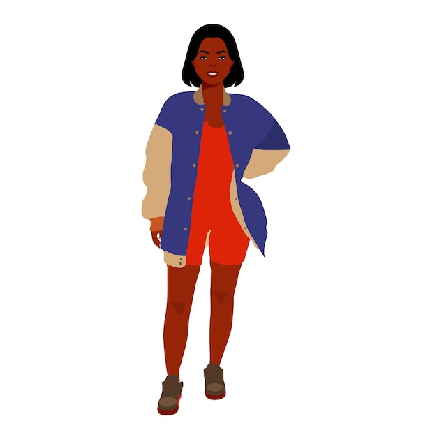 Mujer negra moderna en un elegante vector de estilo artístico