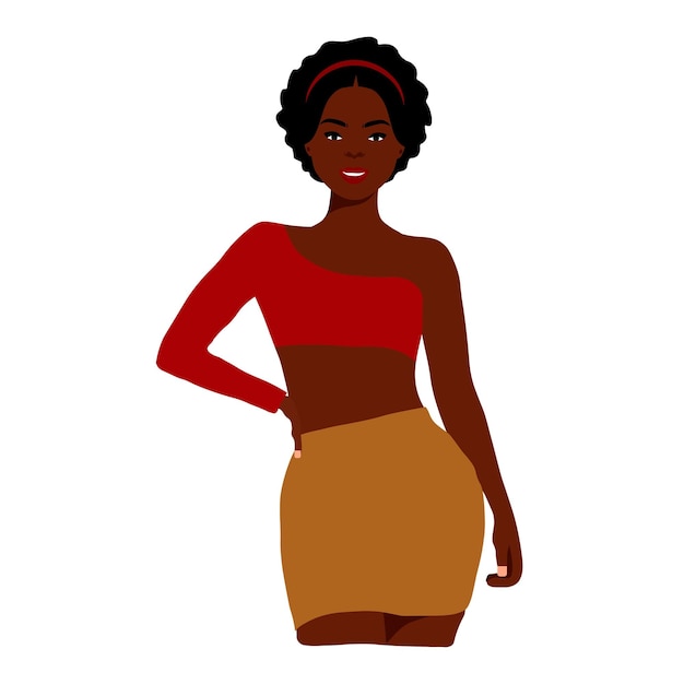 Mujer negra moderna en un elegante vector de estilo artístico