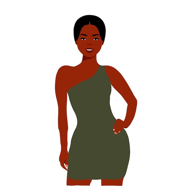 Mujer negra moderna en un elegante vector de estilo artístico