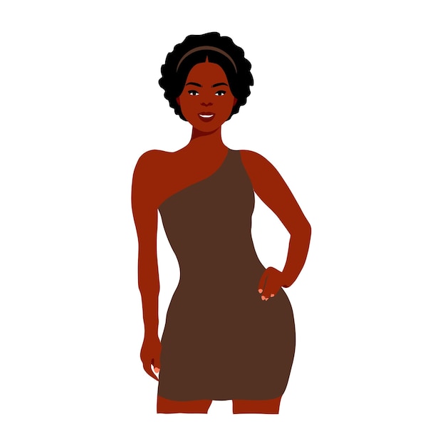 Mujer negra moderna en un elegante vector de estilo artístico