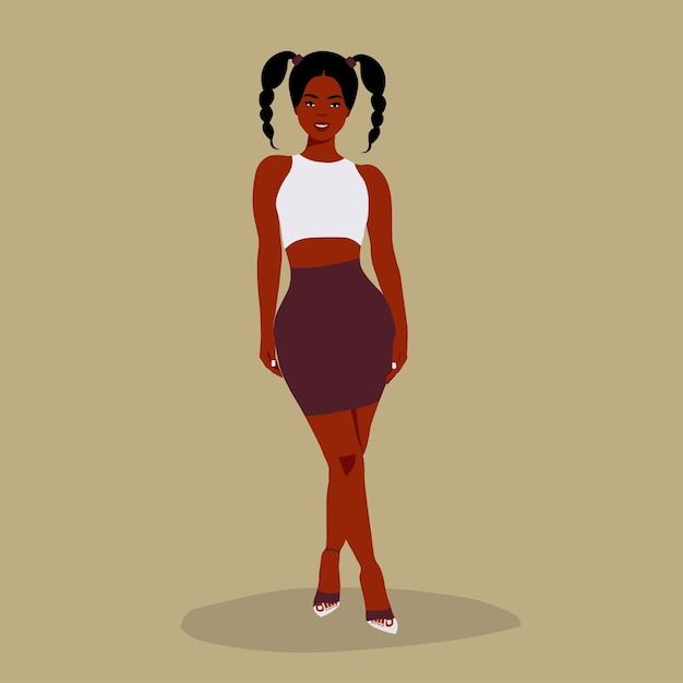 Mujer negra moderna en un elegante vector de estilo artístico