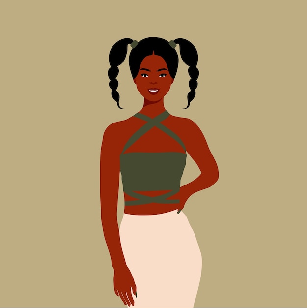 Mujer negra moderna en un elegante vector de estilo artístico